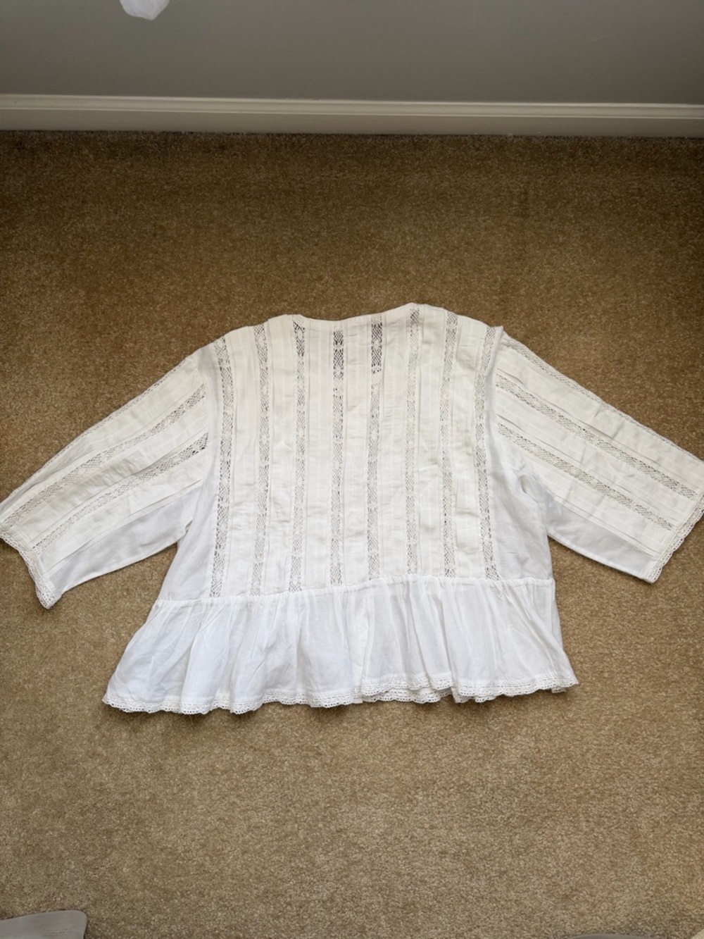 Madewell Bobbi Lace Trim Peplum Top Size L - Picture 8 of 11